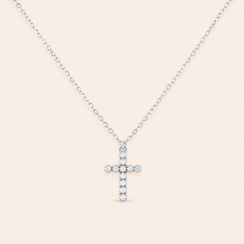 Collier argenté pendentif croix