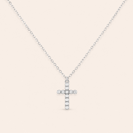 Collier argenté pendentif croix