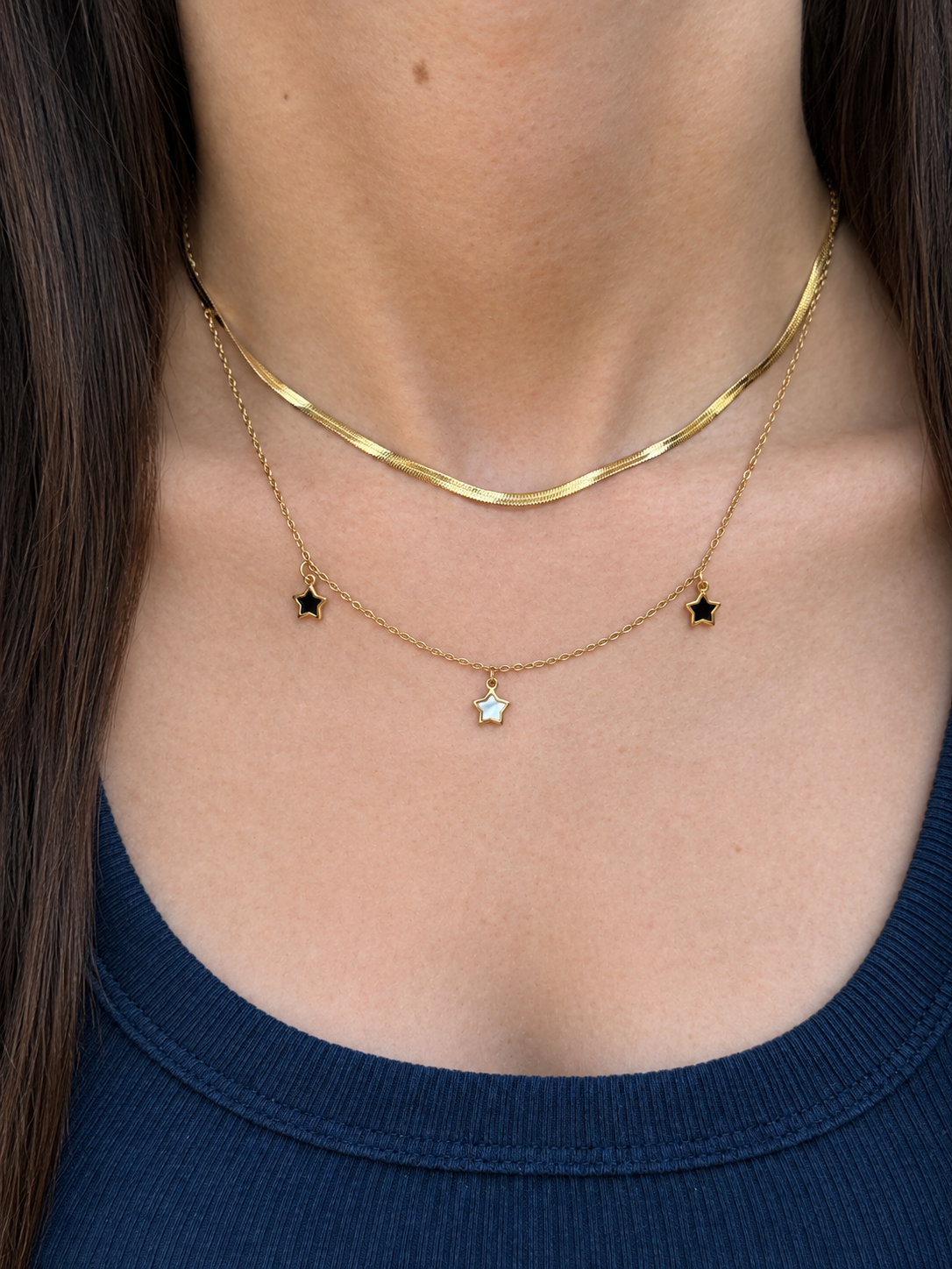 Collier doré pendentifs étoile
