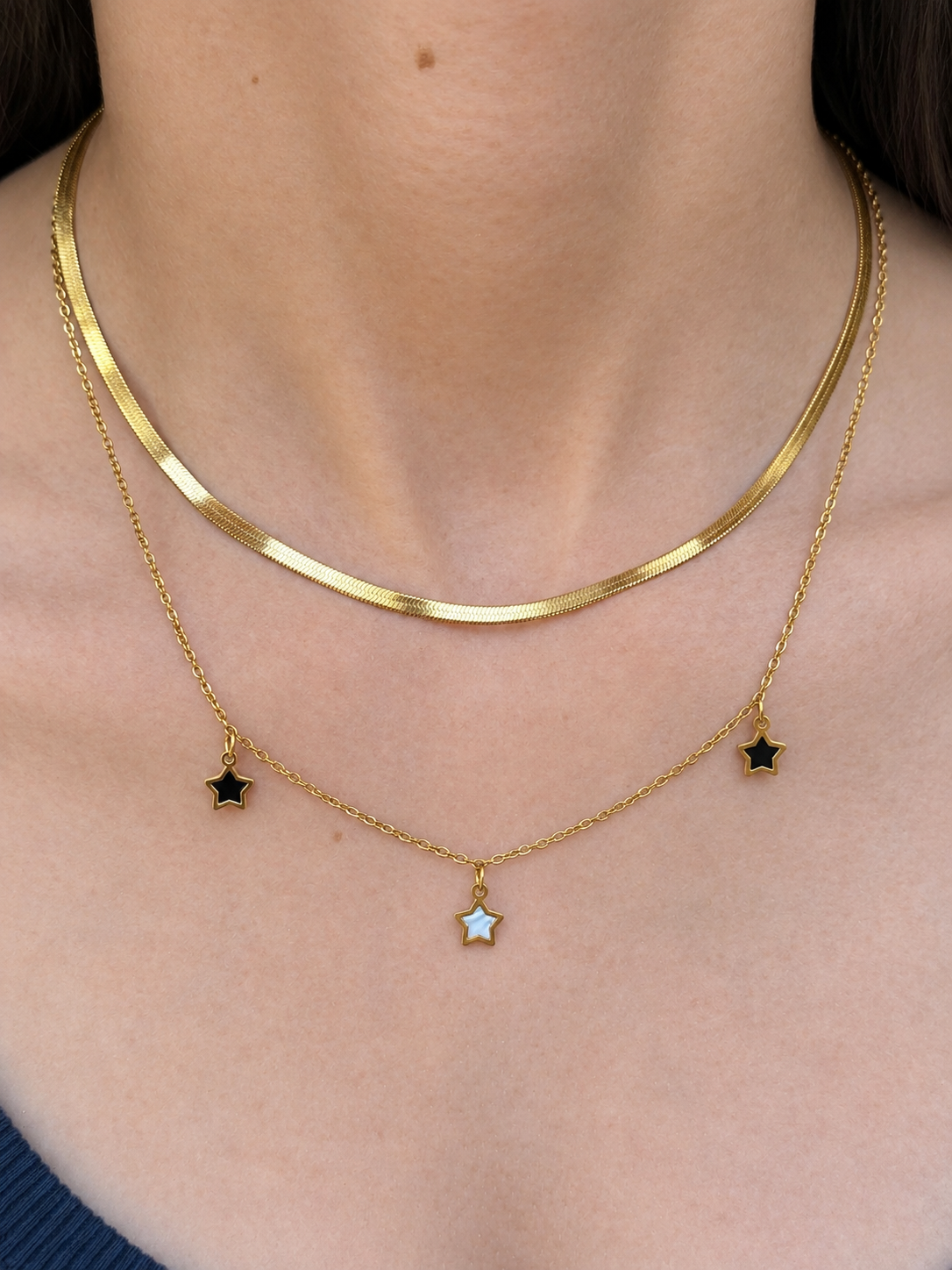Collier doré pendentifs étoile