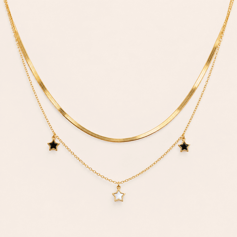 Collier doré pendentifs étoile