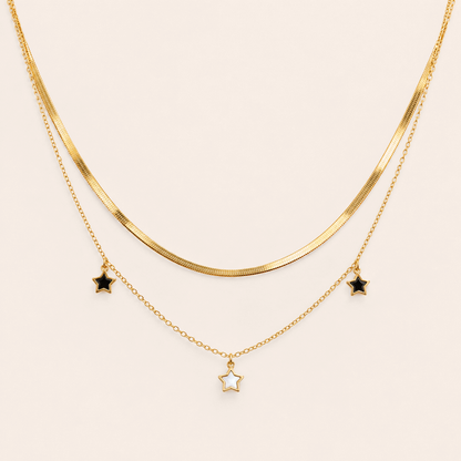 Collier doré pendentifs étoile