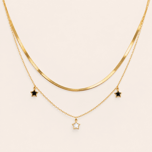 Collier doré pendentifs étoile